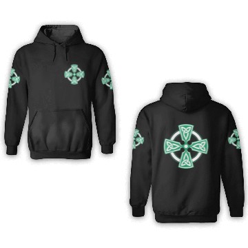 Discover Celtic cross vodicka decorative triquetras green 3D Hoodies