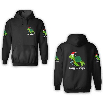 Discover Sea Turtle Santa Hat Happy Holidays 3D Hoodies