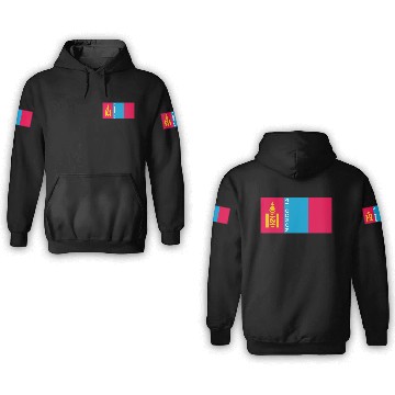 Discover mongolia country flag symbol name text 3D Hoodies
