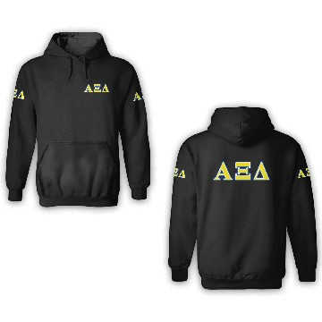 Discover Alpha Xi Delta Yellow and Blue Letters 3D Hoodies