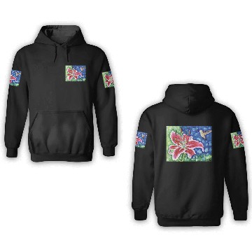 Discover Hummingbird and Stargazer Lily Painting 3D Hoodies