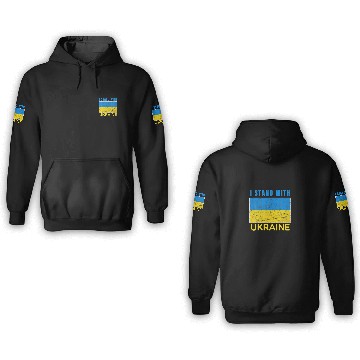 Discover I Stand With Ukraine Flag Emblem Map 3D Hoodies