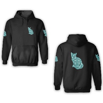 Discover Teal Patterned Cat 3D Hoodies