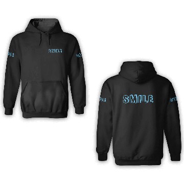 Discover "Smile" light blue letters grey 3D Hoodies