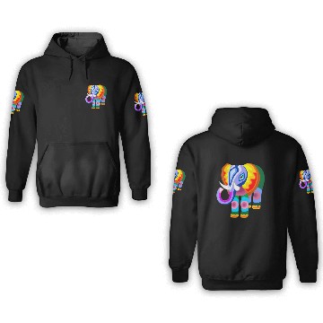 Discover Elephant Rainbow Colors Patchwork 3D Hoodies
