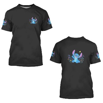 Discover Disney Stitch with Flowers Butterfly Easter Spring Vibes 3D T Shirts