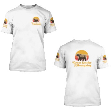 Discover Retro Great Smoky Mountains National Park Bear 80s Graphic 3D T Shirts