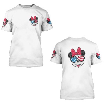 Discover Disney - Minnie Flag Glasses Baseball Tees 3D T Shirts