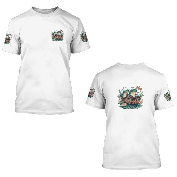 Discover Frog Gift Book Funny Retro Frog Toad Cottagecore Aesthetic Book Lover 3D T Shirts