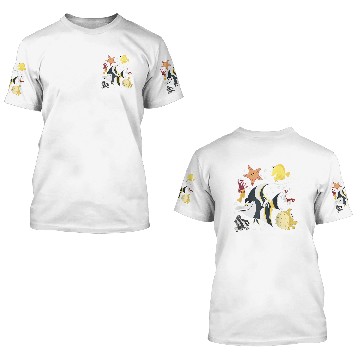 Discover Disney Pixars Finding Nemo Fish Tank Gang Group Shot Logo Raglan Baseball 3D T Shirts 3D T Shirts