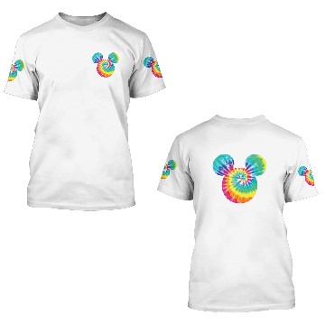 Discover Disney Mickey Mouse Icon Rainbow Tie-Dye Short Sleeve Zip 3D T Shirts
