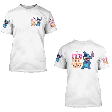 Discover Disney Lilo Stitch It's My Birthday Happy Text Stack Baseball Tees 3D T Shirts
