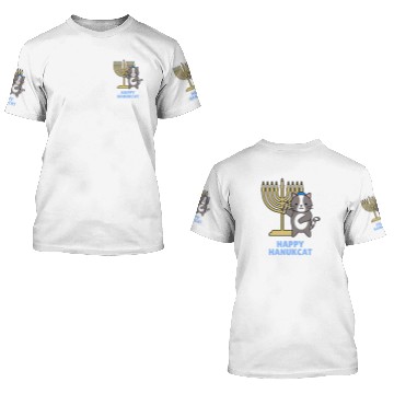 Discover black cats Paws Happy Hanukcat black cats Meowzel Tov Menorah Funny Hanukkah 3D T Shirts