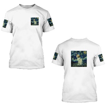 Discover Cat Paws Cool Starry Night Cat Moon Retro Van Gogh Cat Cat Mom Art1 3D T Shirts