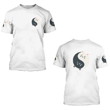 Discover Cat Paws and Adorable Chinese Yin and Yang Cats Funny Cat 3D T Shirts