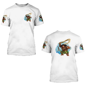 Discover Disneyss Moana 2 Action Pose Maui With Fish Hook 3D T Shirts