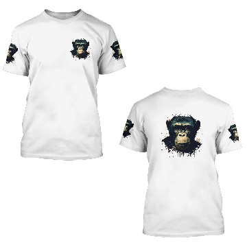 Discover Chimpanzee Monkey Portrait 3D T Shirts