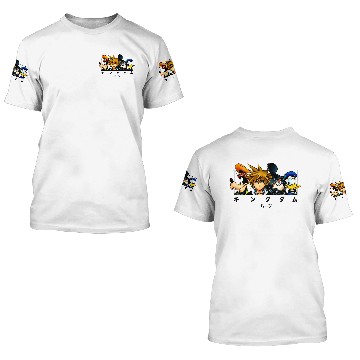 Discover Disneyss Kingdom Hearts Main Characters Panel Chest Kanji Logo 3D T Shirts