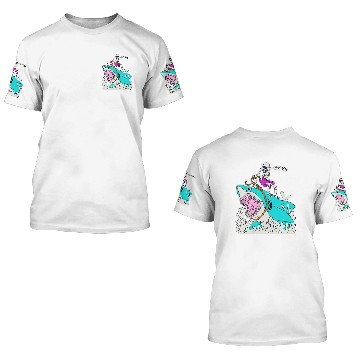 Discover Funny Skeleton Surfing Shark Halloween 3D T Shirts