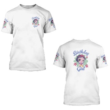 Discover Disney Snow White Birthday Girl Chibi Portrait Baseball Jerseys 3D T Shirts