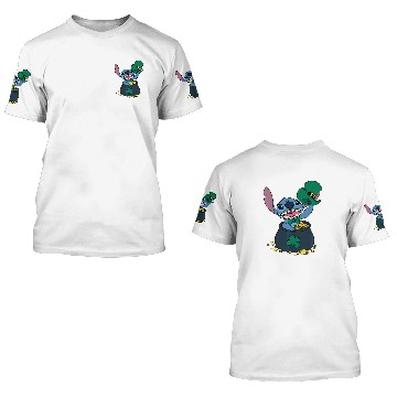 Discover Disney Stitch Pot Of Gold Shamrock St. Patrick'S Day 3D T Shirts