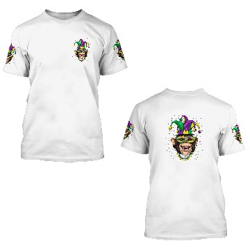 Discover Chimpanzee Animal Lover Cute Mardi Gras carnivals Jester Ape 3D T Shirts