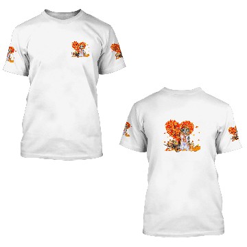 Discover Australian Shepherd Autumn Fall Leaves Pumpkin Dog Lover 3D T Shirts