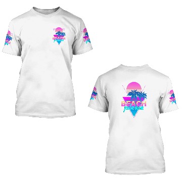 Discover Beach Please Vaporwave Retro Palm Tree Sunset Synthwave Baseball Tees 3D T Shirts