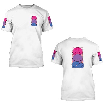 Discover Bisexual Pride Kawaii Kitty Cat Stack Anime Baseball Tees 3D T Shirts
