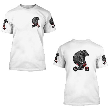 Discover Funny Bear on a Mini Bike Pit Bike Motorcycle Cute Bears 3D T Shirts
