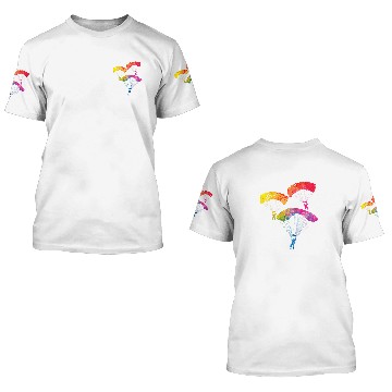 Discover Skydiving Gift Rainbow Color Parachute Skydiving Skydiver Baseball Tees 3D T Shirts