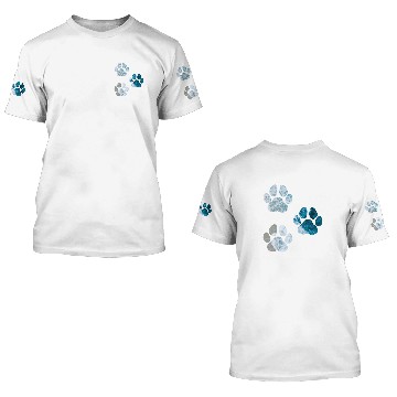 Discover Dog Paw Prints Ocean Beach Waves Baseball Tees 3D T Shirts