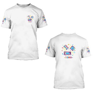 Discover 80s Nostalgia Floppy Disk Record Player Retro 80s Music Baseball Tees 3D T Shirts