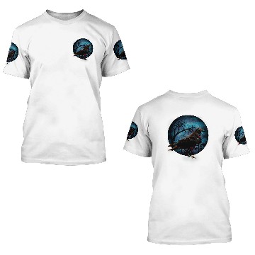 Discover Bird nerd a raven crow moon for bird watchers Baseball Tees 3D T Shirts