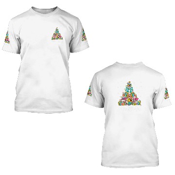 Discover Funny Book Christmas Tree Teachers Bookworm Librarian xmass 9 3D T Shirts