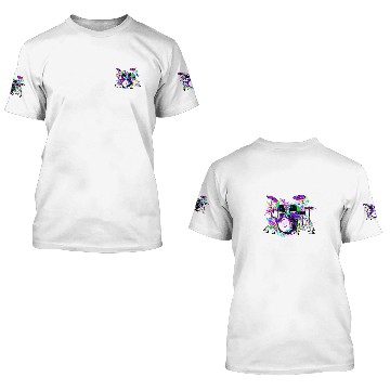 Discover Funny Drummer Rock and Roll Multicolor Drumset Drumming 3D T Shirts