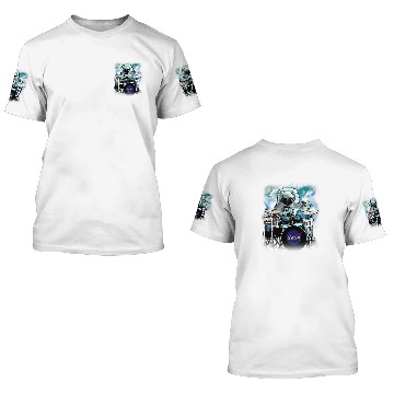 Discover Funny Drummer NASA Space Drum Playing Astronaut 3D T Shirts