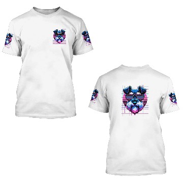 Discover Schnauzer Pet Vaporwave Synthwave Mini Schnauzer Retro Miniature Zip 3D T Shirts