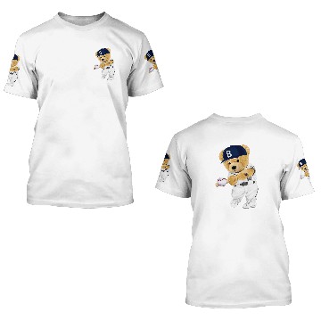 Discover Sport Baseball Cute teddy bear baseball hitter 3D T Shirts