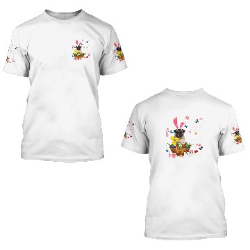 Discover Pug Pet Happy Easter Day Easter Colorful Egg Hunt 3D T Shirts