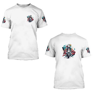Discover Cool America Bald Eagle as Biker Riding Motorcycle Funny Baseball Tees 3D T Shirts