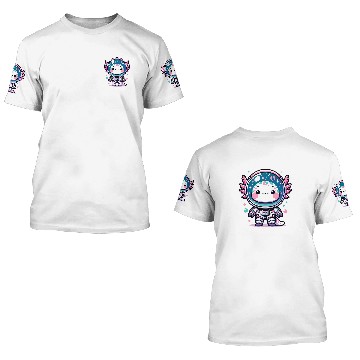 Discover Kawaii Astro Axolotls Exploring Cosmic Galaxies 3D T Shirts