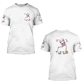 Discover Llama Pet Funny Easter Llama Alpaca With Rabbit Ears And Easter Eggs 32 Baseball Tees 3D T Shirts