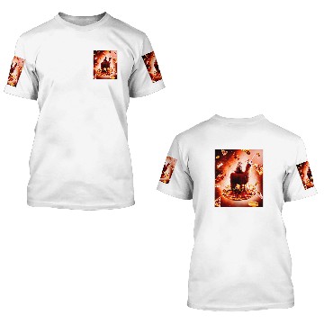 Discover Llama Pet Outer Space Cat Riding Llama Unicorns Pizza Baseball Tees 3D T Shirts