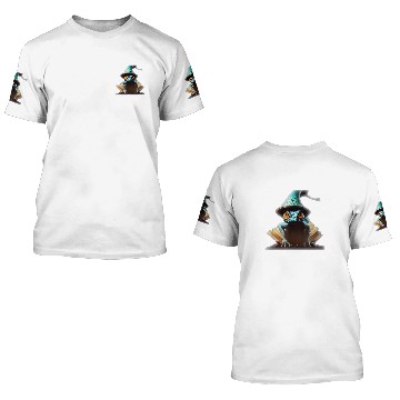 Discover Book Fun Anthromorphic Tiny Wizard Lizard Wizard Hat Magic 3D T Shirts