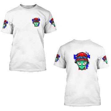 Discover Aliens UFO face Funny Space Planets Galaxy Solar System Zip 3D T Shirts