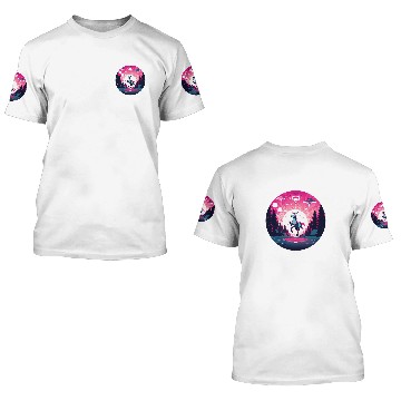 Discover Unicorn Pet round midnight sunset with ufo alien abduction 3D T Shirts