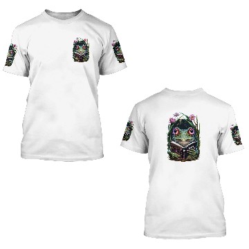 Discover Frog Pet Cottagecore Frog Toad Reading Book Reader Aesthetic Girls 3D T Shirts