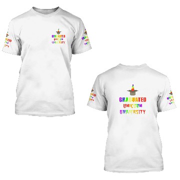 Discover Unicorn Pet Funny Graduated Unicorn University Design Baseball Tees 3D T Shirts