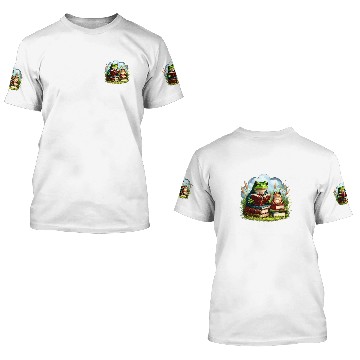 Discover Book Fun Frog Reading Book Frog Toad Fishing vintages Classic Book 3D T Shirts